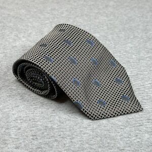 Pierre Balmain Couture Grey Blue Geometric Silk Tie Made in‎ USA Vintage